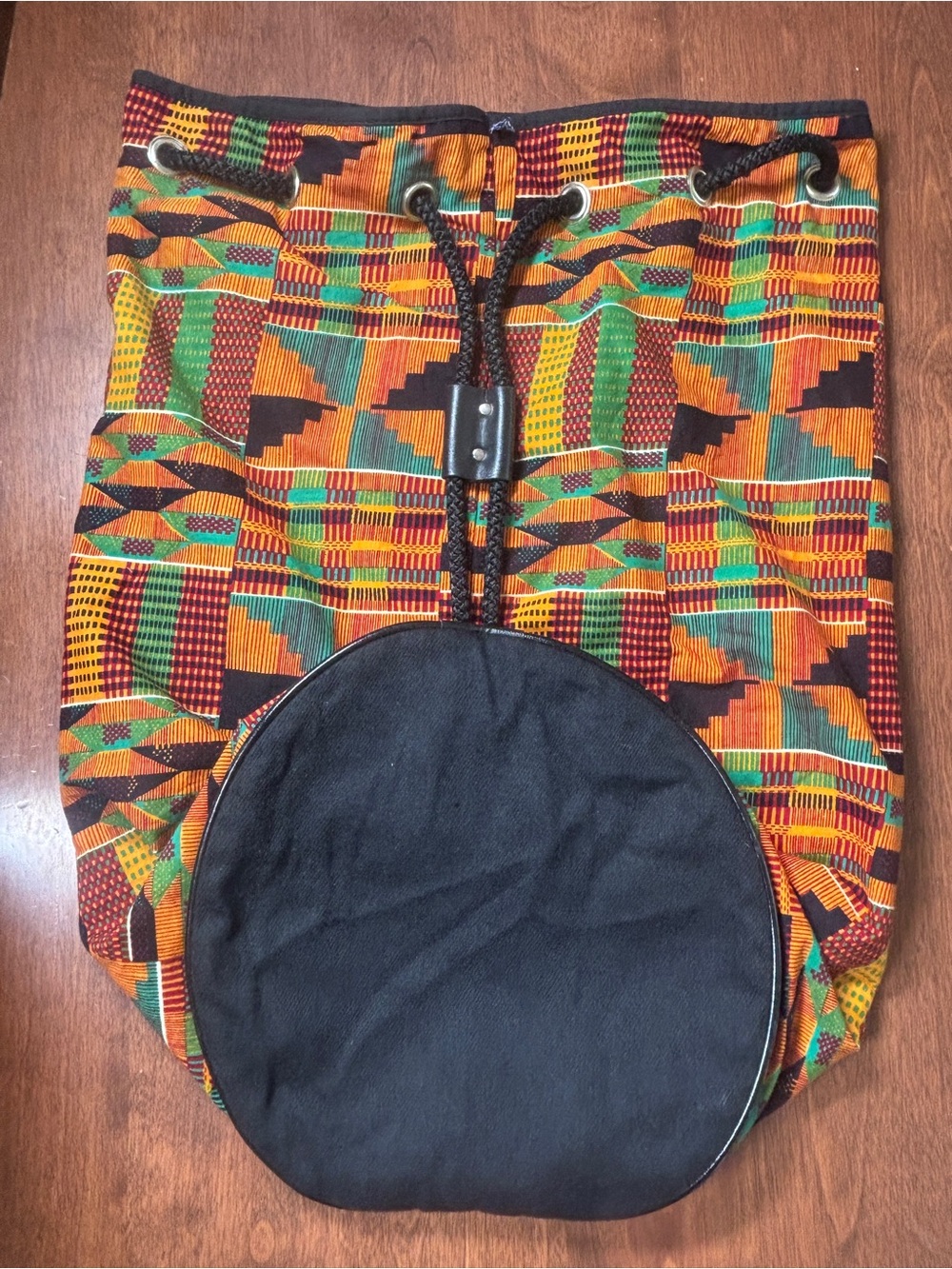 Multicolor Kente-Pattern Drawstring Backpack - Men - Picture 6 of 8